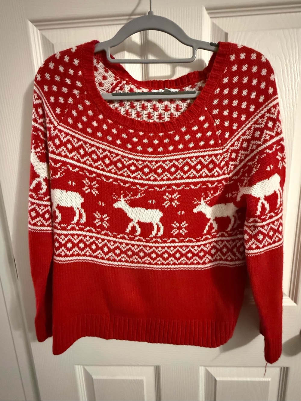 Vintage Y2K dELiA*s Christmas Fair Isle Reindeer Sweater Red White M